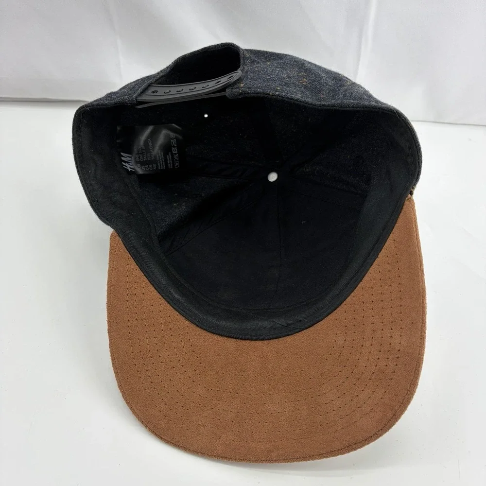 H&M Adjustable Snapback Faux Suede Bill Brass W Deco Hat Cap One Size